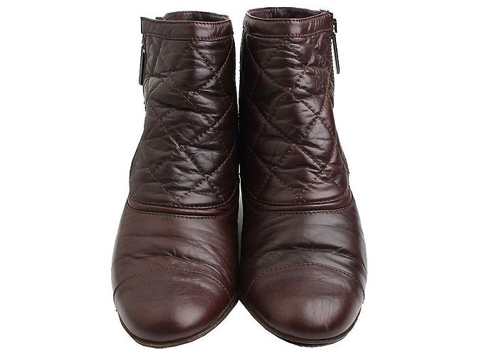 Chanel Botines de cuero marrón Castaño - vista 2