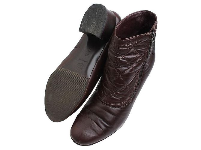 Chanel Botines de cuero marrón Castaño - vista 3