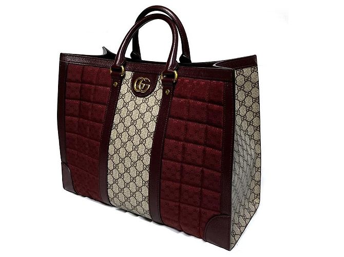 Gucci Borsa Tote Grande Ophidia Bordeaux Nero - vista 10