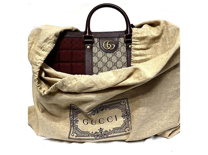 Gucci Borsa Tote Grande Ophidia Bordeaux Nero - vista 13