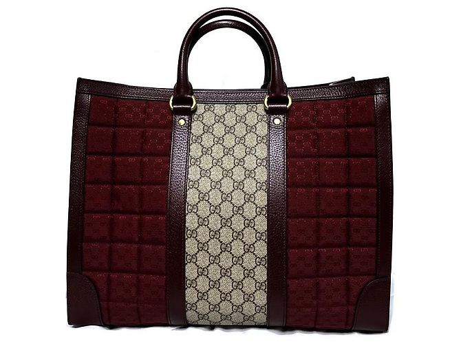 Gucci Borsa Tote Grande Ophidia Bordeaux Nero - vista 2