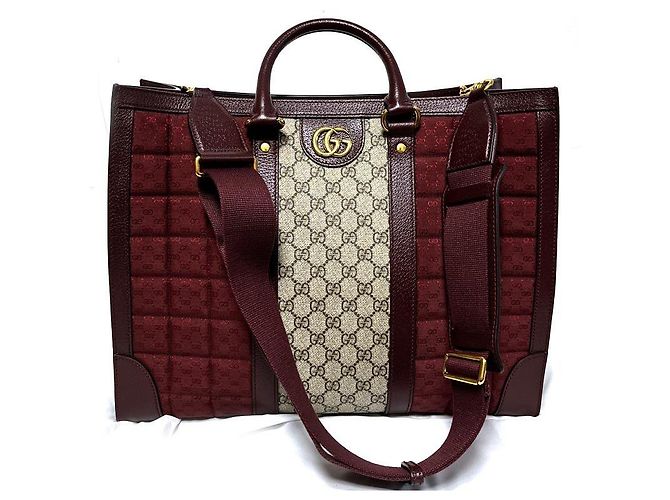 Gucci Borsa Tote Grande Ophidia Bordeaux Nero - vista 3