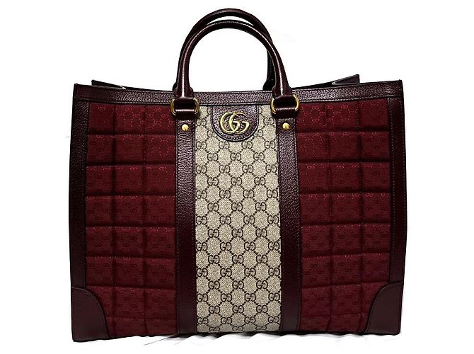 Gucci Borsa Tote Grande Ophidia Bordeaux Nero - vista 5