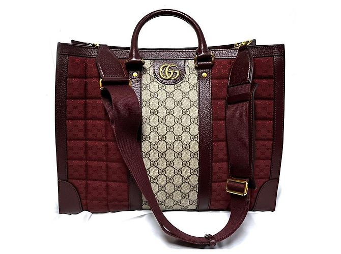 Gucci Borsa Tote Grande Ophidia Bordeaux Nero - vista 6