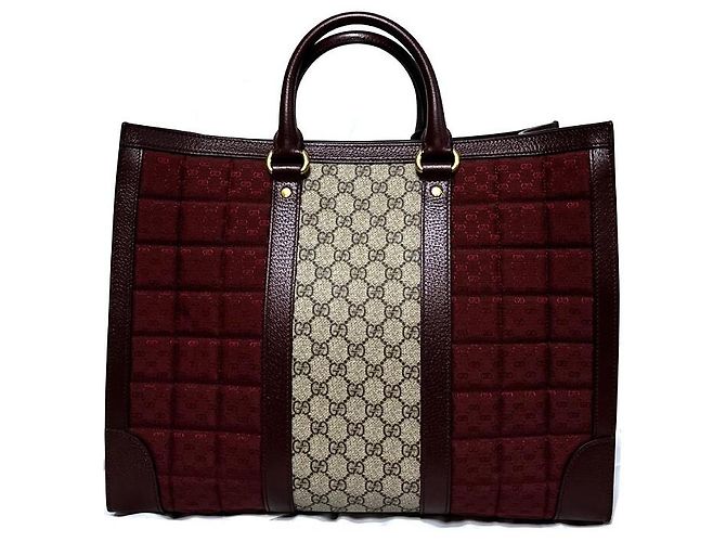 Gucci Borsa Tote Grande Ophidia Bordeaux Nero - vista 7