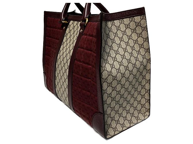 Gucci Borsa Tote Grande Ophidia Bordeaux Nero - vista 8