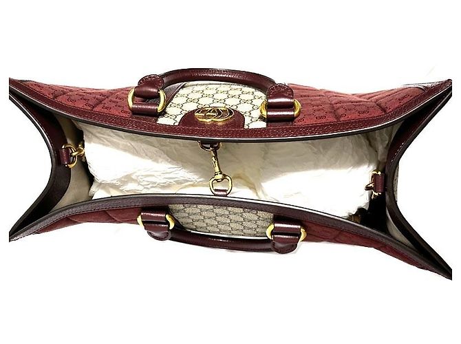 Gucci Borsa Tote Grande Ophidia Bordeaux Nero - vista 9