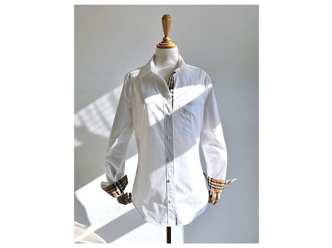 Burberry Camicia da Donna a Quadri LAPWING Bianco - vista 15