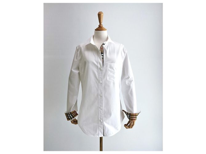 Burberry Camicia da Donna a Quadri LAPWING Bianco - vista 3