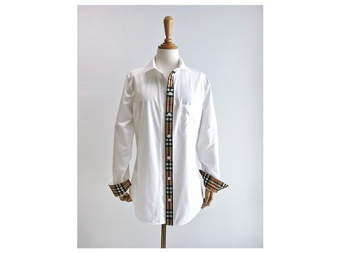 Burberry Camicia da Donna a Quadri LAPWING Bianco - vista 6