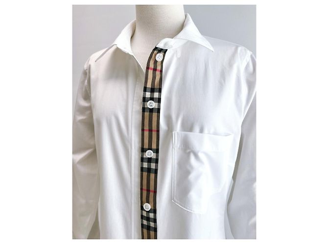 Burberry Camicia da Donna a Quadri LAPWING Bianco - vista 8
