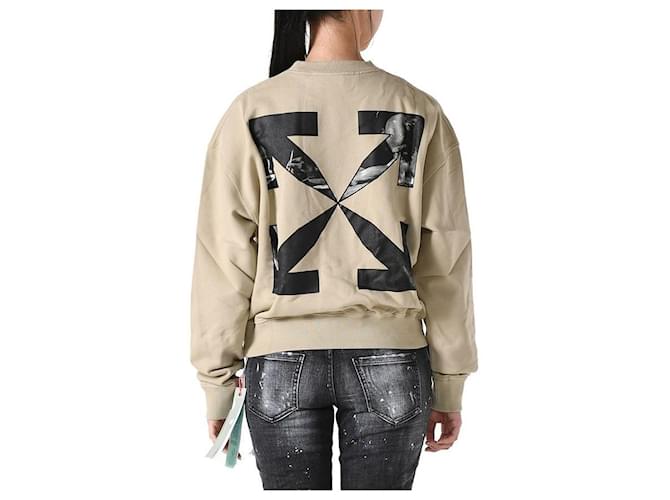 Off White Beige Sweatshirt mit Pfeil-Logo Orange - Ansicht 11