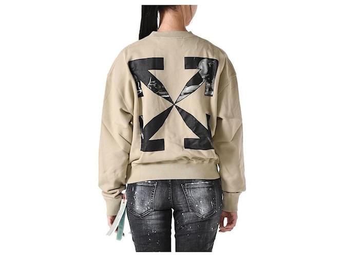 Off White Beige Sweatshirt mit Pfeil-Logo Orange - Ansicht 3