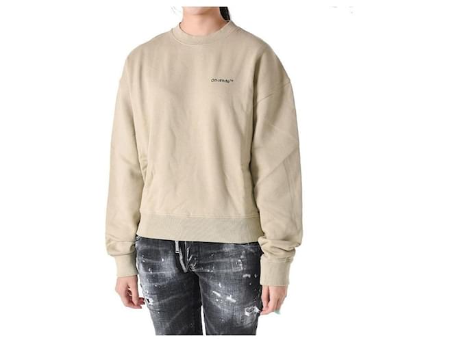 Off White Beige Sweatshirt mit Pfeil-Logo Orange - Ansicht 4