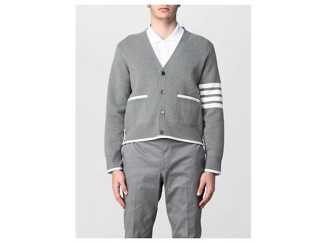 Thom Browne Bar gestreifter Milano-Stich-Kanten-Cardigan Braun - Ansicht 4