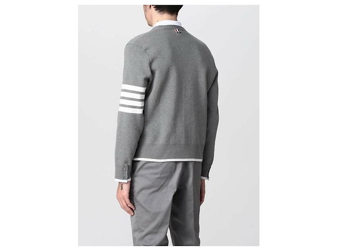 Thom Browne Bar gestreifter Milano-Stich-Kanten-Cardigan Braun - Ansicht 6
