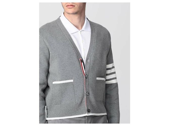 Thom Browne Bar gestreifter Milano-Stich-Kanten-Cardigan Braun - Ansicht 7