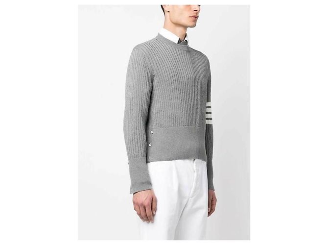 Thom Browne Pull en coton à côtes rayées pour bébé - vue 5