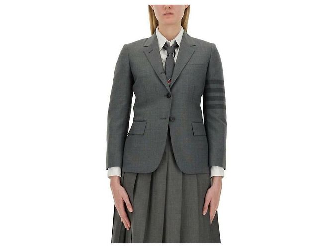 Thom Browne Giacca in flanella a righe Marrone - vista 4