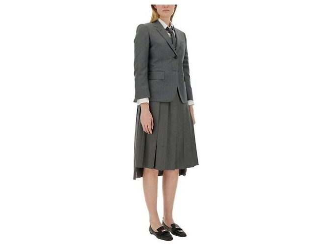 Thom Browne Giacca in flanella a righe Marrone - vista 5
