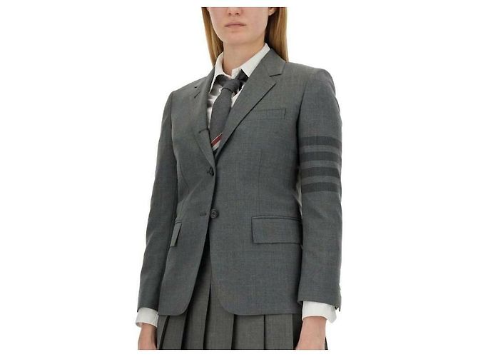 Thom Browne Giacca in flanella a righe Marrone - vista 7