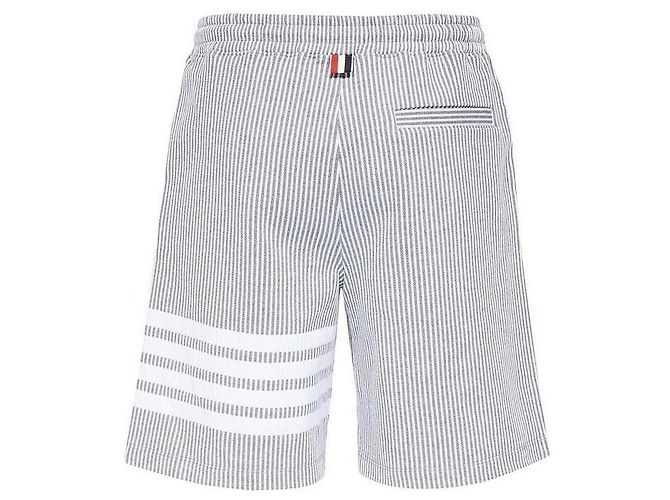 Thom Browne Shorts in seersucker di cotone a righe Loopback - vista 5