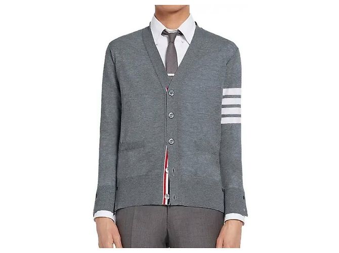 Thom Browne Bar Stripe Sustainable Wool Cardigan - view 5