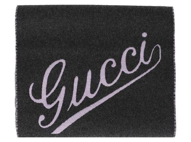 Gucci Sciarpa in cashmere e lana jacquard con logo - vista 5