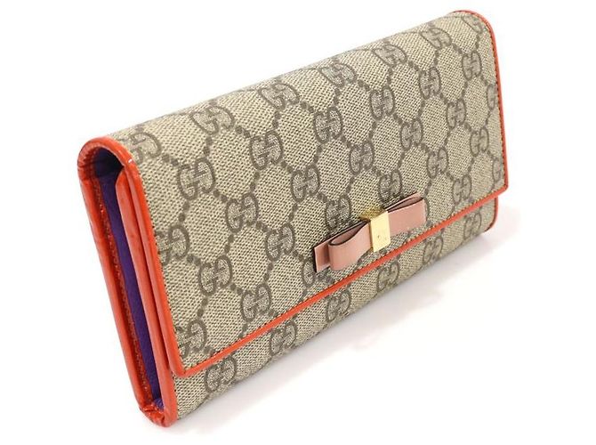 Gucci Cartera larga con cinta de acabado en PVC y logo GG en charol Castaño - vista 3
