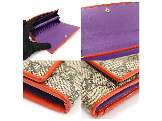 Gucci Cartera larga con cinta de acabado en PVC y logo GG en charol Castaño - vista 6