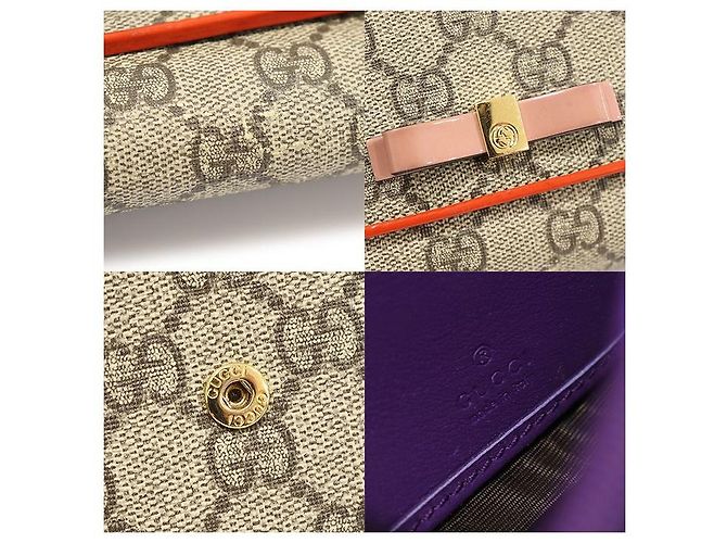 Gucci Cartera larga con cinta de acabado en PVC y logo GG en charol Castaño - vista 7