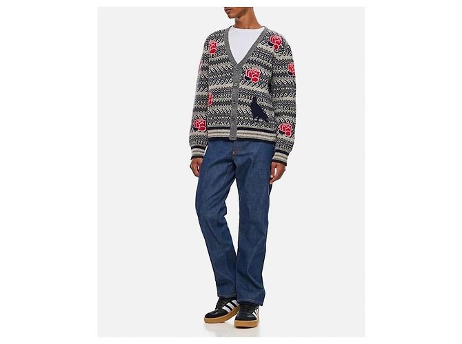 Thom Browne Kardigan aus Mohairwolle in Rosa und Rabe Mehrfarben - Ansicht 5