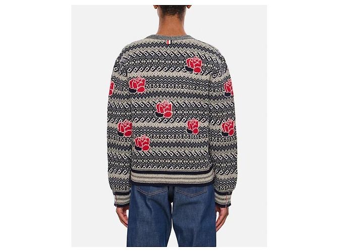 Thom Browne Kardigan aus Mohairwolle in Rosa und Rabe Mehrfarben - Ansicht 6