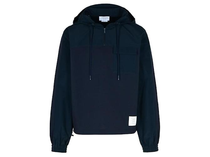 Thom Browne Ripstop- und Woll-Tech Milano Halbzip-Combo Blau - Ansicht 4