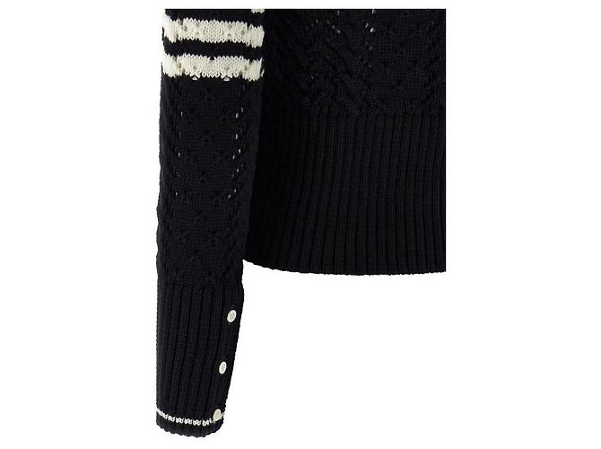 Thom Browne Merinowoll-Cardigan mit Kabelstrickmuster Blau - Ansicht 7