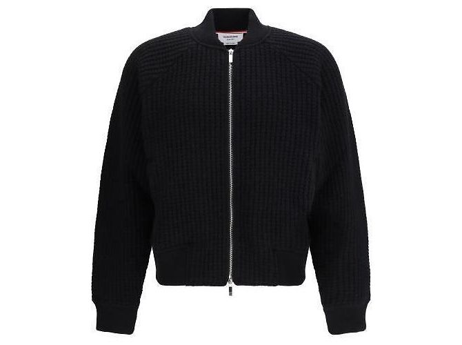 Thom Browne Chaqueta Bomber de Lana Waffle con Mangas Raglán - vista 4