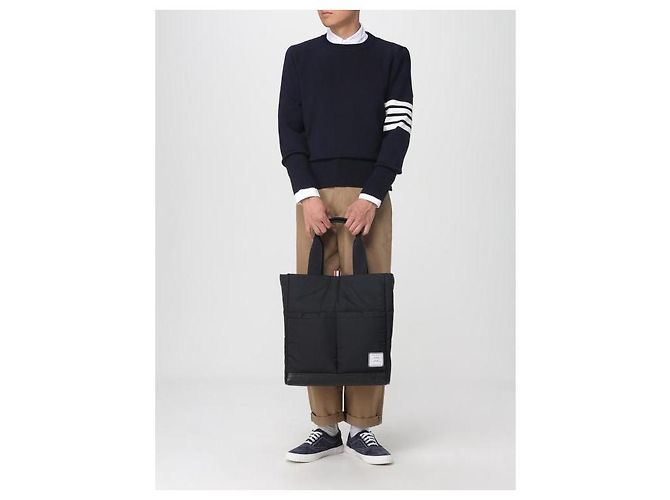 Thom Browne Tote en poly twill avec poches Noir - vue 5