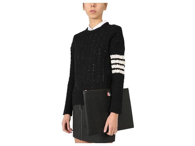 Thom Browne Portafolios grande de grano de guijarro Negro - vista 6