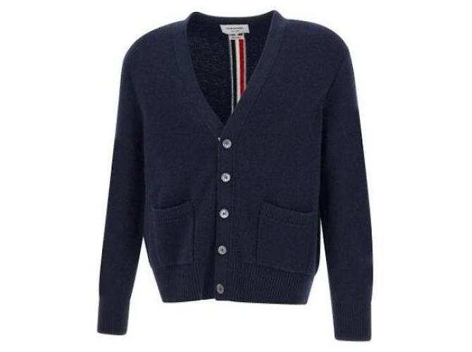 Thom Browne Cardigan in Piquet Lavato in Lana Merino - vista 10
