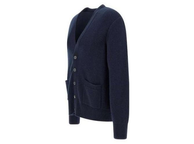 Thom Browne Cardigan in Piquet Lavato in Lana Merino - vista 11