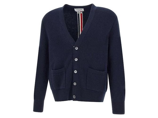Thom Browne Cardigan in Piquet Lavato in Lana Merino - vista 4