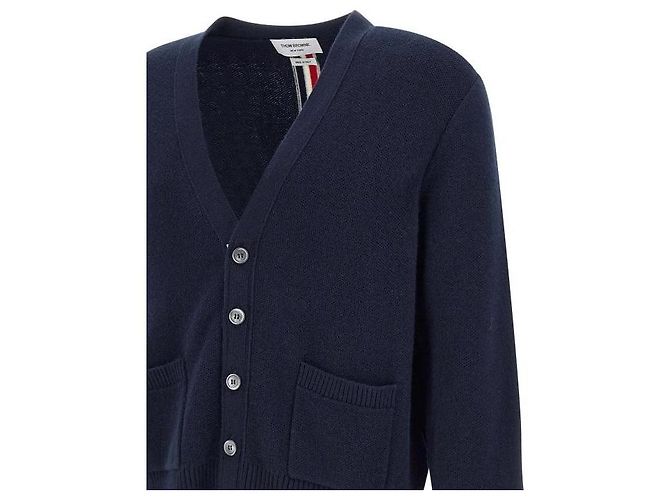 Thom Browne Cardigan in Piquet Lavato in Lana Merino - vista 7