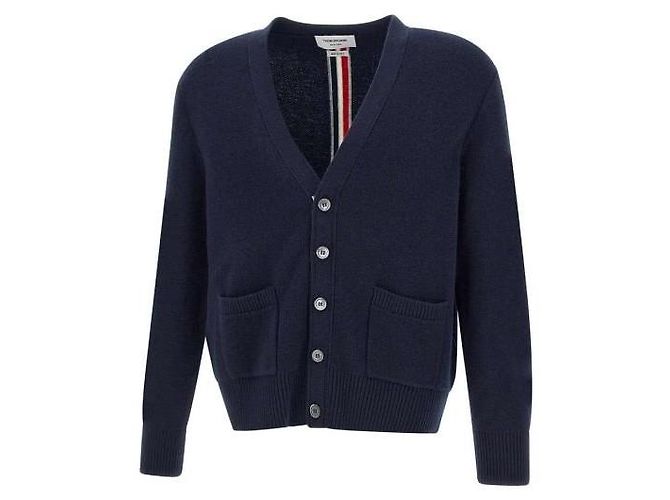 Thom Browne Cardigan in Piquet Lavato in Lana Merino - vista 9