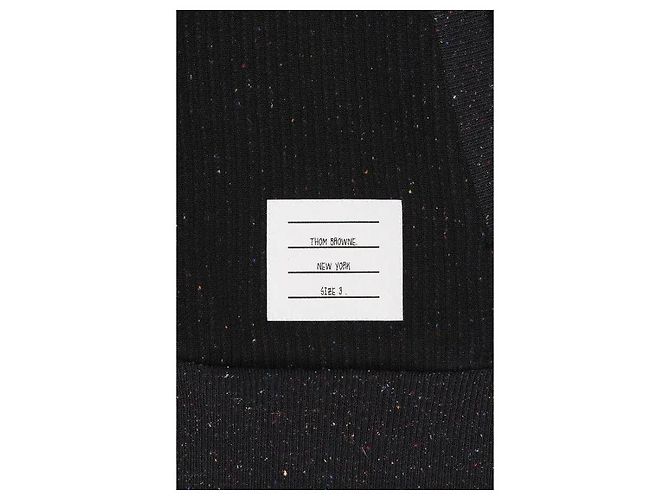 Thom Browne Bar Loopback Seda Capuz com Zíper Preto - vista 6