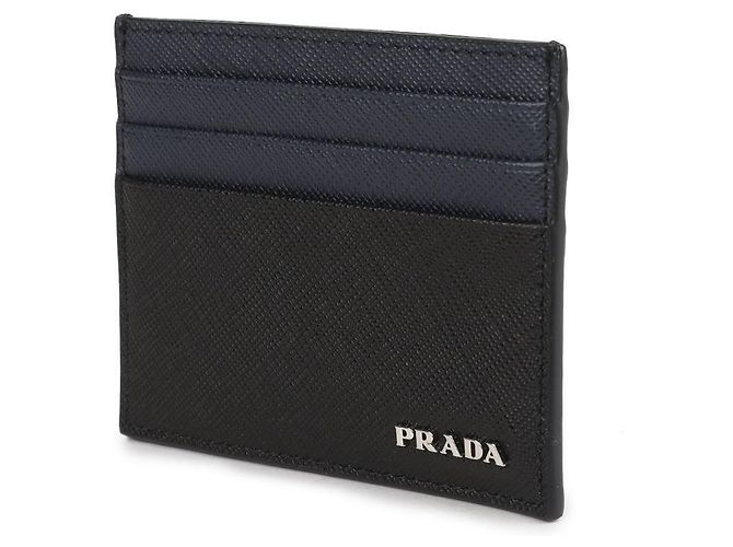 Prada Saffiano Leather Card Holder Blue - view 4