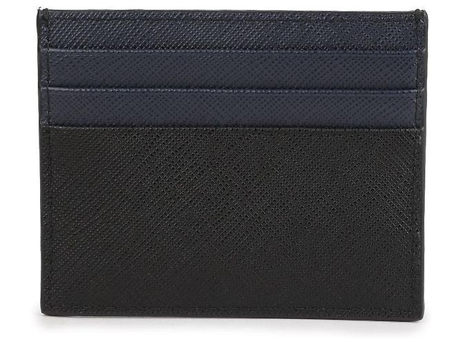 Prada Saffiano Leather Card Holder Blue - view 5