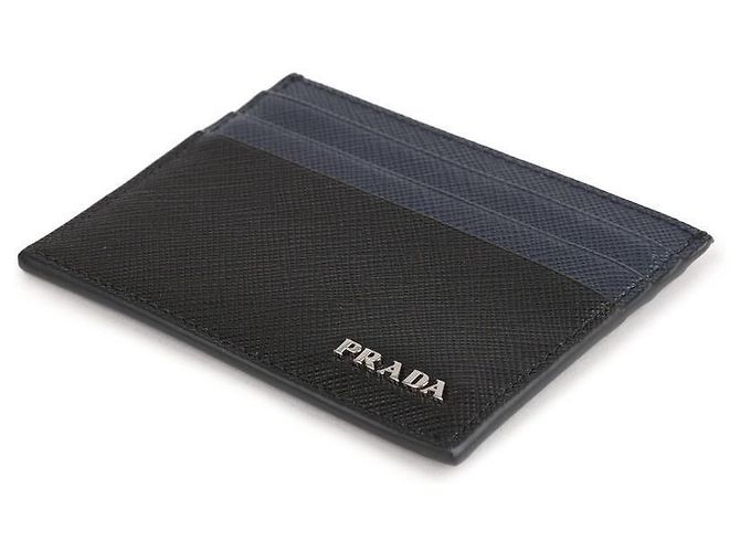 Prada Saffiano Leather Card Holder Blue - view 6