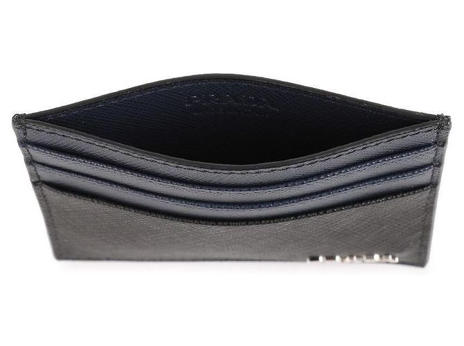 Prada Saffiano Leather Card Holder Blue - view 7
