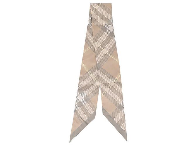 Burberry Bufanda de seda con estampado de cuadros delgada - vista 3