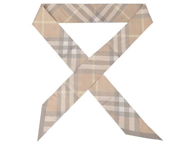 Burberry Bufanda de seda con estampado de cuadros delgada - vista 5